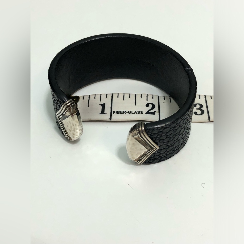 SILPADA Genuine Leather 925 Sterling Silver Sting Ray Cuff Bracelet - Picture 8 of 9